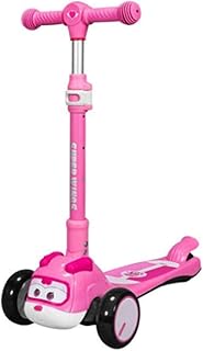 Dzwyc Scooter Gravity Steering System Flash Three Rounds Scooters for Kids Toddler Scooter-Deluxe Aluminum 3 Wheel Glider W/Kick, Lean 2 Turn Wheels Three-scooters (Color : Pink)