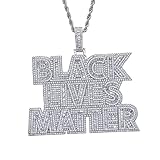 Collar con colgante de circonita cúbica de Hip-Hop Black Lives Matter, para hombres y mujeres, Latón, Circonia cúbica