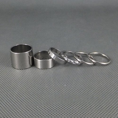 New est Fashion Women Punk Shiny Silver Metal Cute Band Midi Knuckle Ring 6pcs 1set