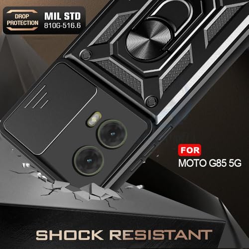 Image of AIBEX Back Cover for Motorola G85 5G | D10 Tough Armor Case | Sliding Camera Shield | 360 Protection | Kickstand Ring Holder | Military-Grade Shockproof Bumper Case