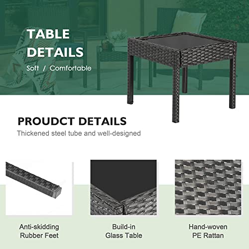 Kawivast 3 Pieces Patio Furniture Set, Front Porch Furniture, Rattan Wicker Furniture, Balcony Furniture Set, Small Patio Furniture,Outdoor Patio Furniture, Bistro Sets #TOP2