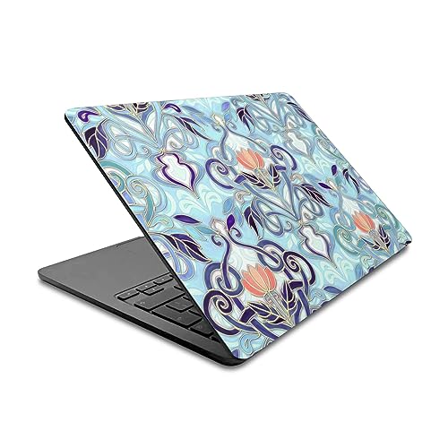 Skin MacBook Air 13.6 A2681 bleu indigo fleurs de pêche art