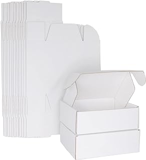 White Corrugated Cardboard Shipping Boxes, 150x100x50mm (6"x4"x2") Small Parcel Boxes, Packaging Mailing Boxes for Busines...