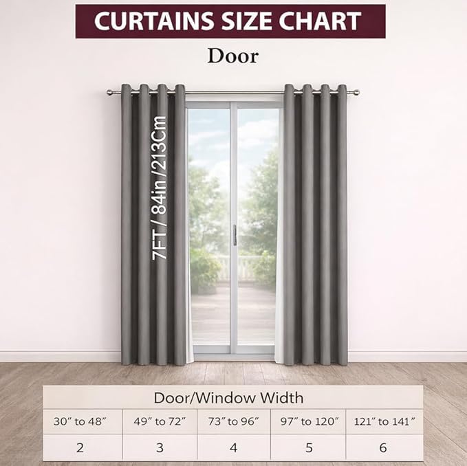 Image of STITCHNEST 'Florea Series' Premium Satin Room Darkening Curtains 7 Feet Long Set of 1 | Door Curtain 7 x 4 Feet | Blocks 70-80% Light | Ideal for Bedroom, Living Room & Home Decor