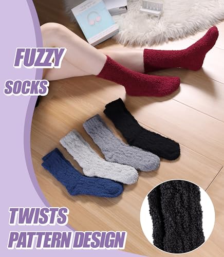 Image of Womens Fuzzy Socks Cozy Fluffy Slipper Soft Winter Warm Home Sleeping Christmas Socks