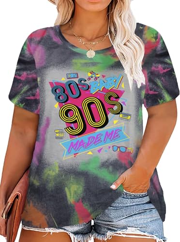 80s Baby 90s Made Me Shirt: Women Plus Size 90s Outfits Shirts Retro 80's Nostalgia Tshirt