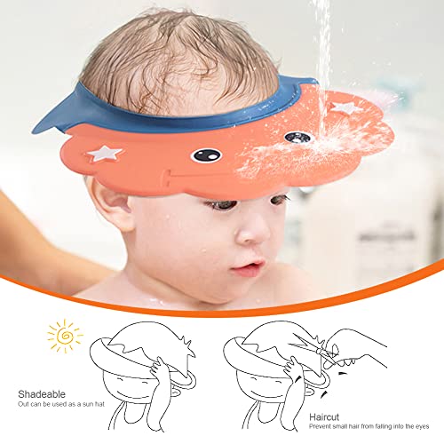 Image of 2 Pcs Baby Shower Cap Adjustable Girls Boys Hair Washing Shield Waterproof Ear Protective Shampoo Hat Soft Bath Head Cap Visor