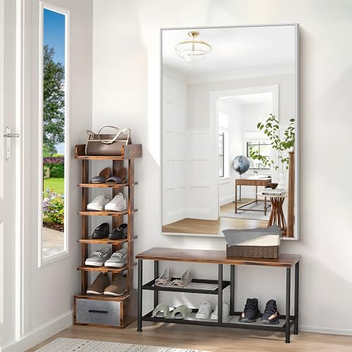 Image of COFENY 40x60inch Silver Bathroom Mirror, Silver Rectangle Mirror with Frame, Large Rectangular Wall Mirrors for Bathroom, Living Room, Hair Salon, Big Farmhouse Mirror Hang Horizontal /Vertical