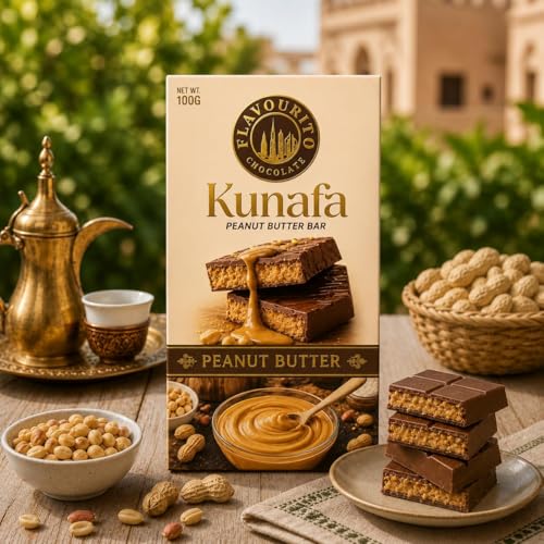 Image of Flavourito Kunafa Pistachio Chocolate Bar 100g, Satisfying, Sharp Snap Of Smooth Milk Chocolate that Gives Way to a Creamy, Rich, and Nutty Pistachio (Kunafa Peanut Butter) DECADENT FOODS
