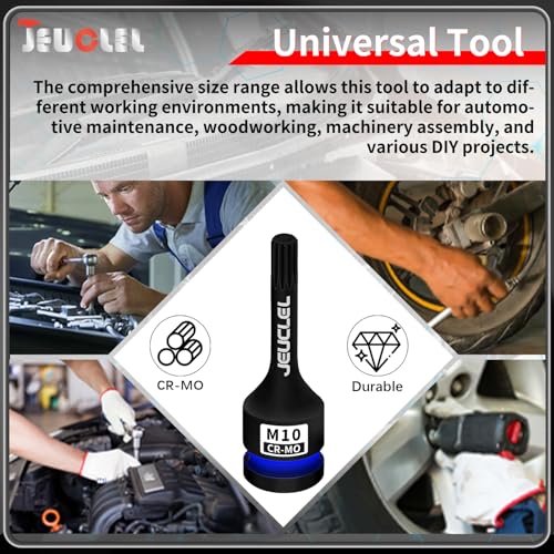 Image of M10 Triple Square Impact Spline Bit Socket, 10mm 1 /2 inch Drive Socket | 12 Point, Cr-Mo, Lengthen Screwdriver Adapter for Electric Ratchet Wrenches, Fastening Screws, Socket Wrench, Head Drill