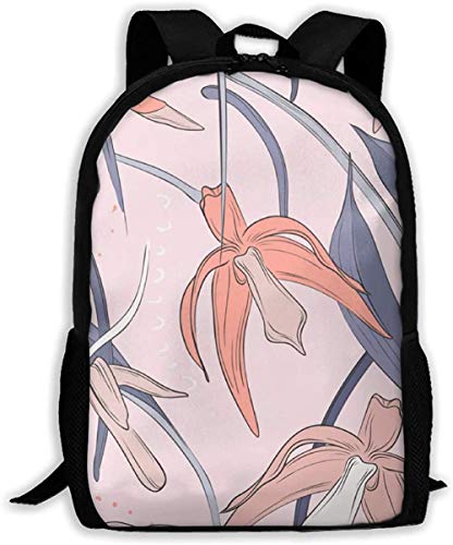 Mochila Escolar Informal Personalizada De Selva Hojas Palma Orquídea Tropical para Viajes