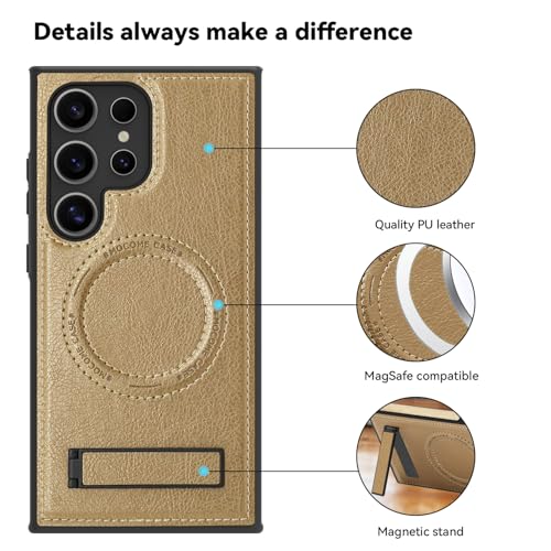 Image of Lunivop for Samsung Galaxy S24 Ultra Case 6.8 inch PU Leather Gold