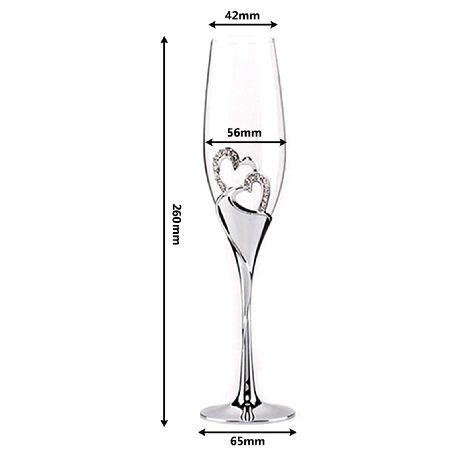 Tazze Da Toasto Per Cerimonia Di Nozze Con Cuore In Diamante,Argento