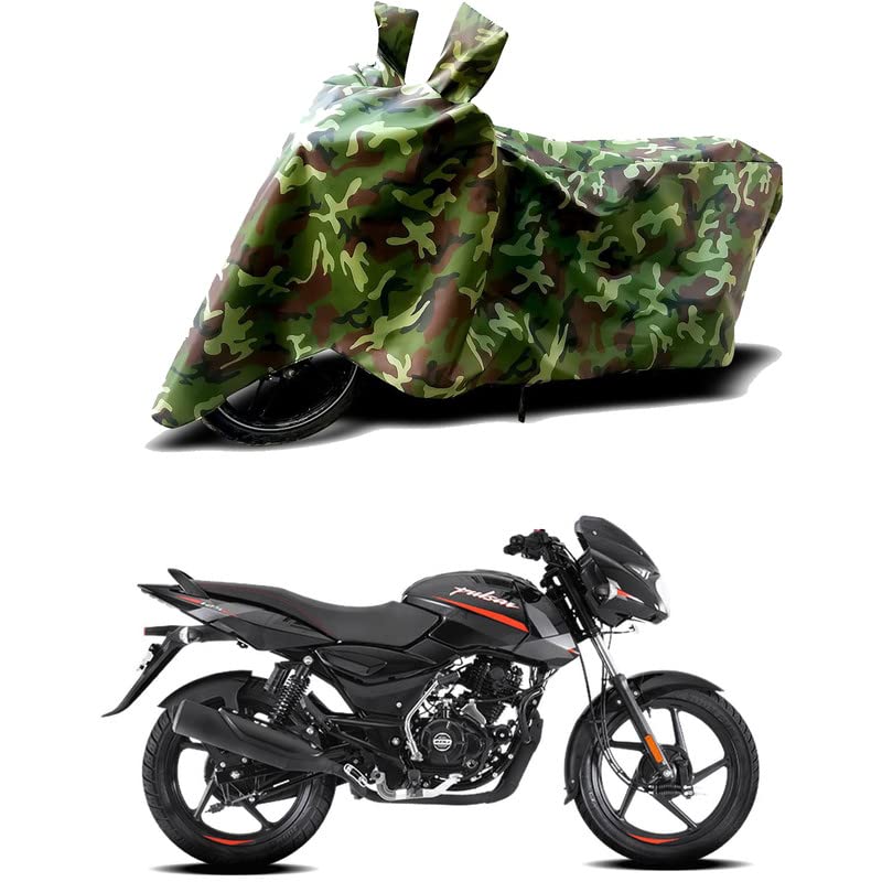 Image of 100% Water Resistant Bike Scooty Two Wheeler Body Cover Compatible for Bajaj Pulsar 125-Drum /UV-Rays /Heat Protection /Birds Dropping /Scratchproof /Dust Proof /Waterproof /All Varient[Green MJ]