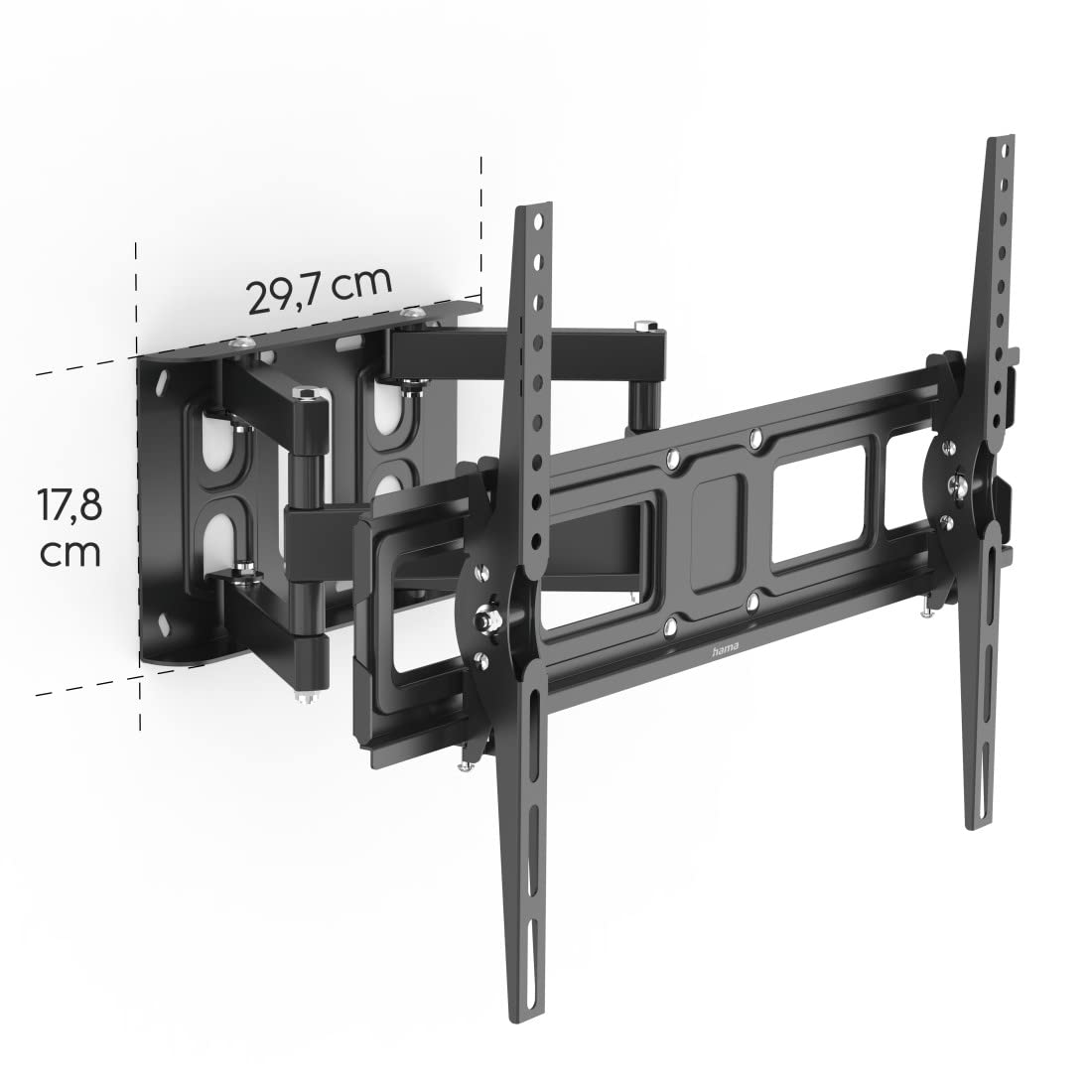 Hama | Soporte TV Pared articulado, Giratorio e inclinable para Pantallas de 32 a 84 Pulgadas. (Giro 180°, Inclinación +5/-12°, Carga 50kg, VESA 600x400) Negro.