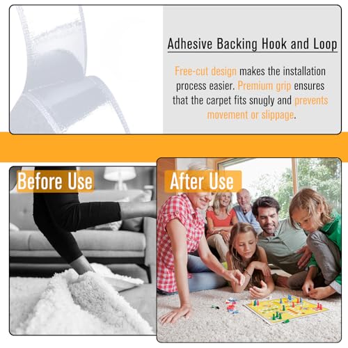Image of Hook and Loop Tape 16.4 Ft x 4 in Heavy Duty Hook Loop Adhesive Strip with 10 Pairs of Circle Dots for Picture Hanging Strips Fastener (White)