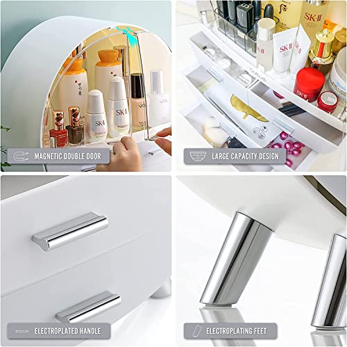 Makeup Organizer Large Capacity Dustproof And Waterproof Cosmetic Organizer Box Fully Open Makeup Display Boxes,Makeup Caddy Holder For Bathroom, Countertop，Dresser #TOP4