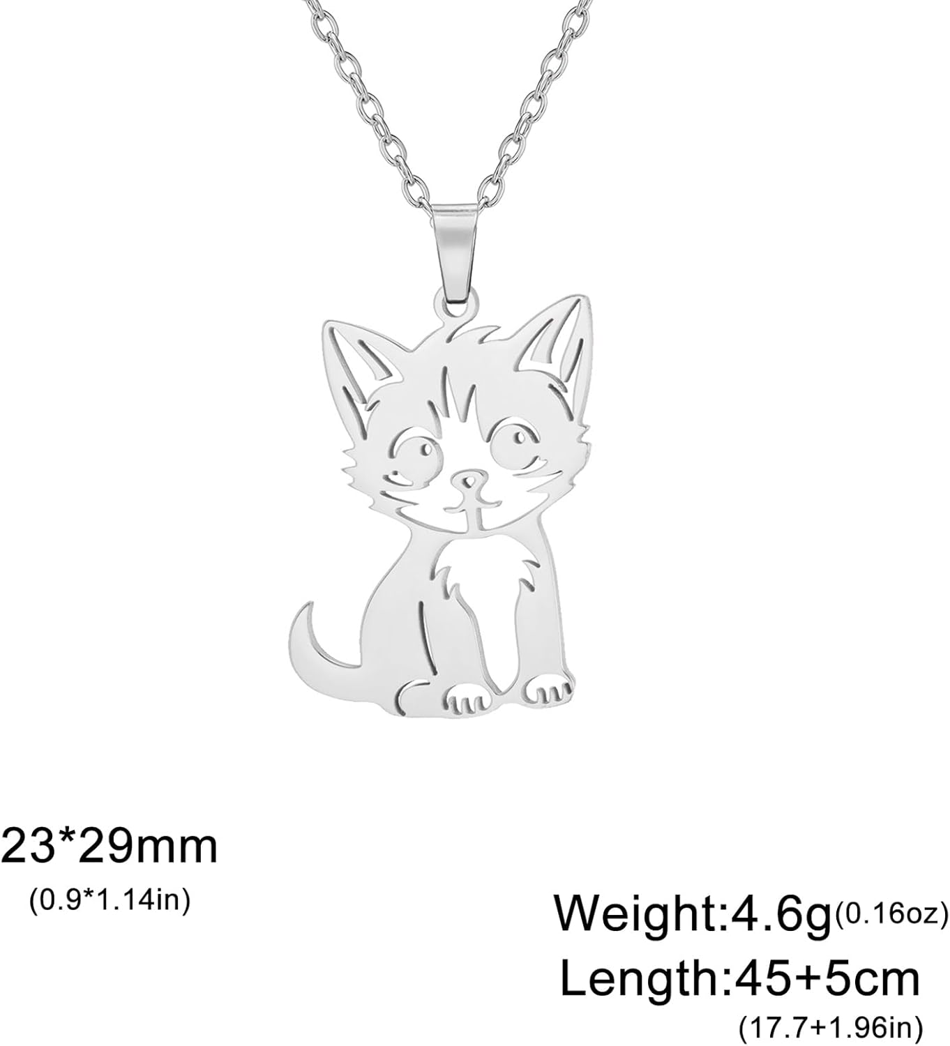 VASSAGO Cute Cat Necklace for Women Men Stainless Steel Kitty Pendant Necklace Kitten Jewelry Gifts for Cat Lover Friends - Image 6