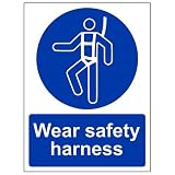 vsafety 41093 an-s obligatoire signe, autocollant,', Porter Harnais de sécurité, Portrait, 150 mm x 200 mm, bleu