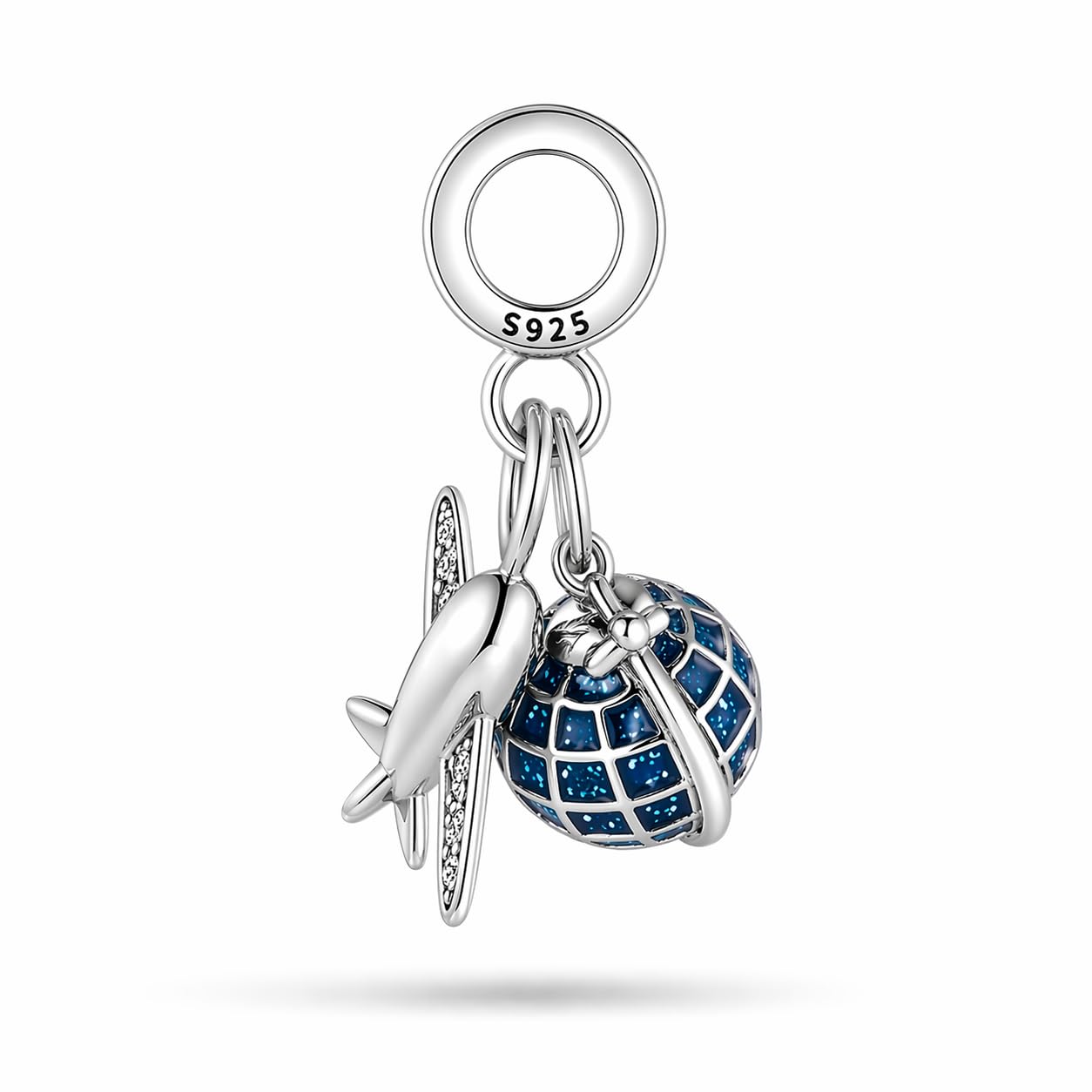 Pendentif Voyage Compatible Toutes Les Marques Monde Globe Avion Valise Passeport Charm Argentée Breloque Bead