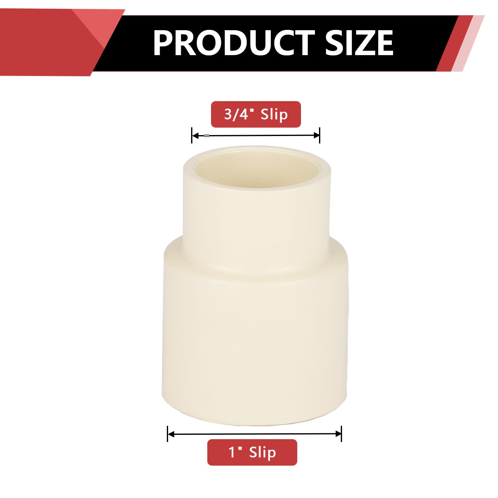 EFIELD - 100 raccordi per tubi in PVC da 1" x 3/4", accoppiamento antiscivolo (presa), per impianti idraulici di acqua calda e fredda, 100 pezzi
