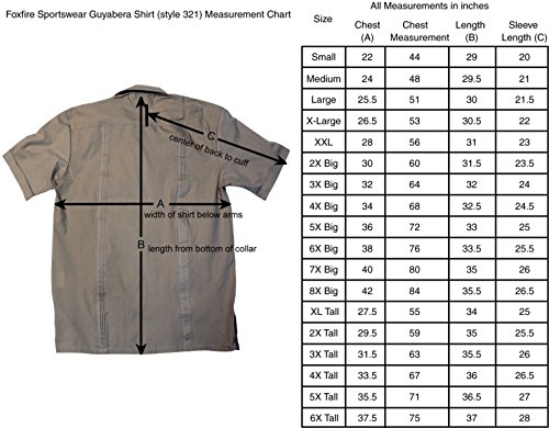 Foxfire Men's Casual Guayabera Cuban Shirt Regular, Big & Tall Sizes, Short Sleeve Pockets Cotton Blend3