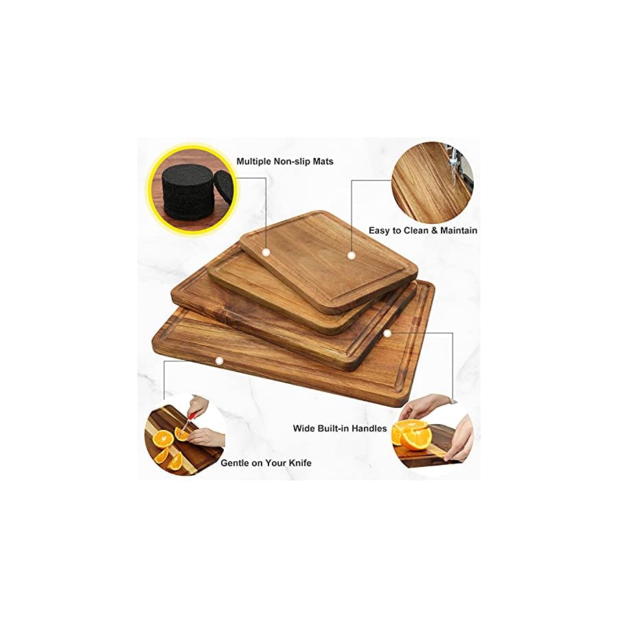 AZRHOM-Large-Wood-Cutting-Boards-Set-of-4-for-Kitchen-Cheese-Charcuterie-Board-Gift-Box-Included-Acacia-Butcher-Block-with-Non-slip-Mats-Juice-Groove-and-Handles-16x12-14x10-double-11x8-inch AZRHOM Large Wood Cutting Boards Set of 4 for Kitchen Cheese Charcuterie Board (Gift Box Included) Acacia Butcher Block with Non-slip Mats, Juice Groove and Handles (16x12, 14x10, double 11x8 inch)