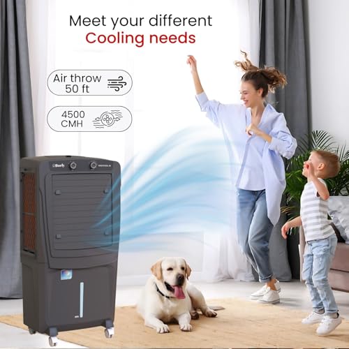 Image of BHABURLY Eazycool 85 L Desert Air Cooler | 4500 CMH Air Delivery | 4-Way Air Deflection & Auto Swing | Anti-Bacterial Honeycomb | Ice Chamber | 3-Speed Control | Inverter Compatible | 1 Yr Warranty