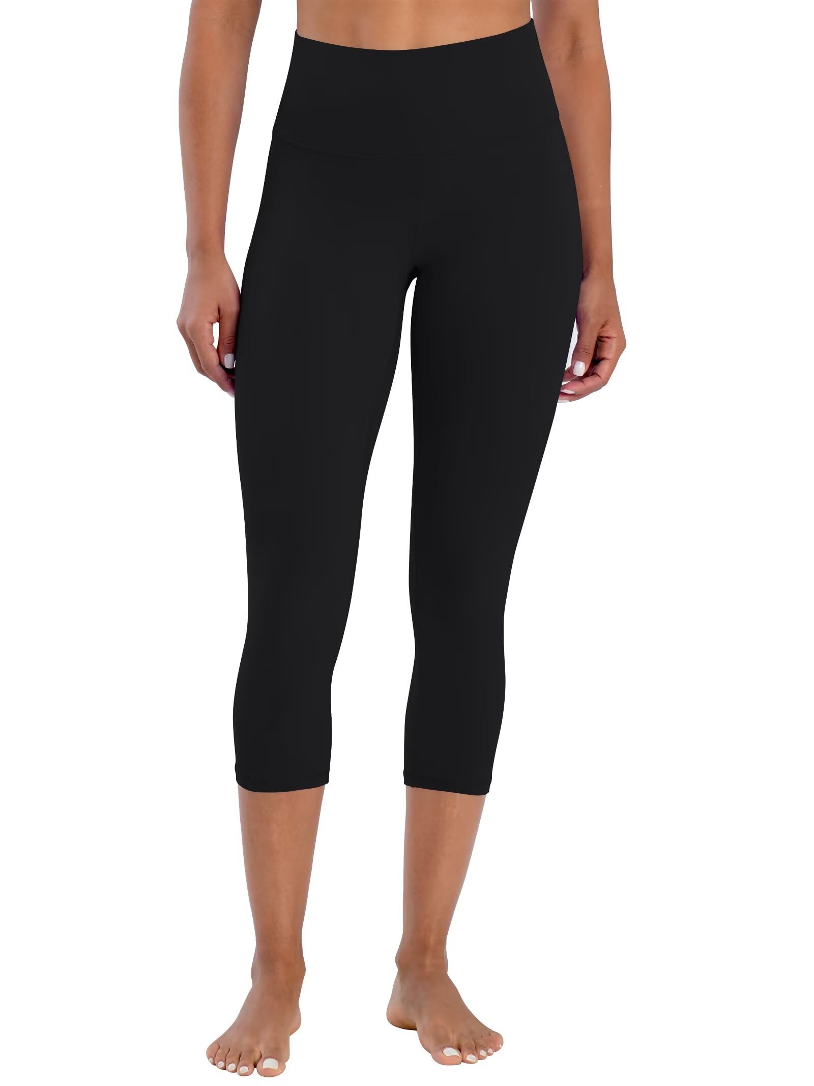 Sunzel Sunzfly Capri Leggings da Donna, 3/4 Pantaloni da Yoga a Vita Alta con Controllo della Pancia per l'Allenamento e La Corsa in Palestra Nero,19"