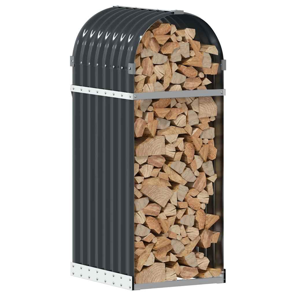 Cesta de madera antracita de acero galvanizado, 40 x 45 x 100 cm, para chimenea, estantería de leña, soporte para almacenamiento de almacenamiento, chimenea, horno, terraza, jardín