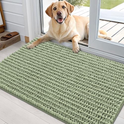 Image of OLANLY Dog Door Mat for Muddy Paws 36x24, Ultra-Absorbent Chenille Mud Mat
