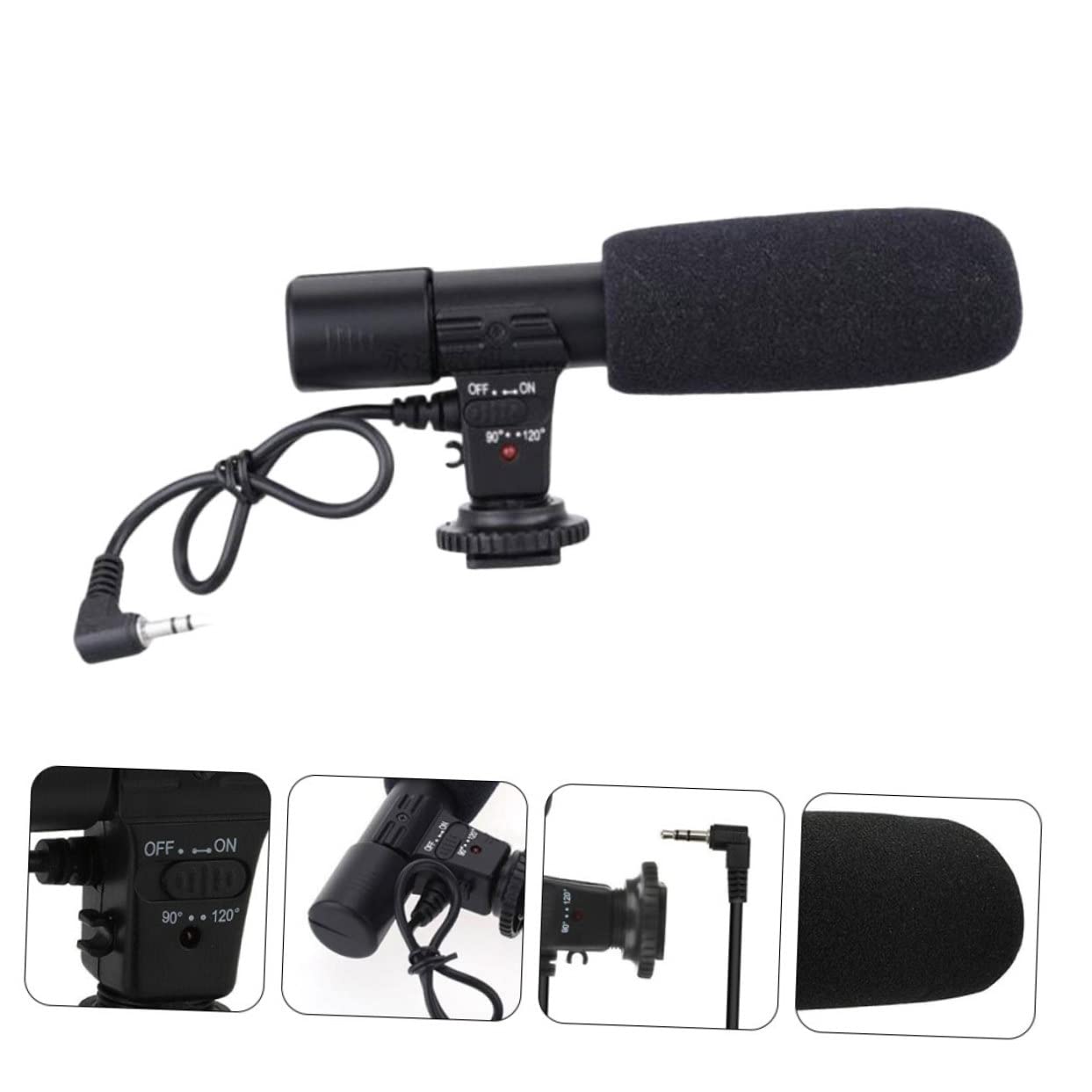 Microfono per Interviste Cardioide Professionale per Fotocamera DSLR e Videocamere Microfono di Registrazione con e Montaggio Compatibile con Smartphone e Tablet