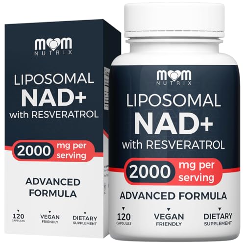 MOM NUTRIX Liposomal NAD Supplement with Resveratrol - High Purity NAD Plus 2000 mg 120 Capsules Made in the USA - NMN Alternative