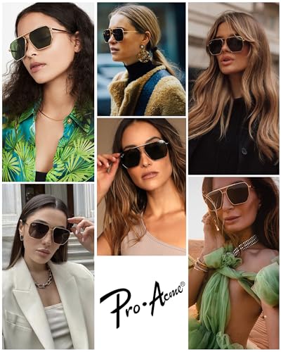 Pro Acme Vintage Oversized Square Aviator Sunglasses, Heavy Duty Metal Frames with Glass Lenses for Men & Women3