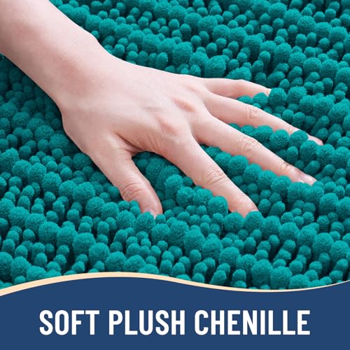 Image of Arotive Luxury Bathroom Rugs 30x20, Extra Soft Thick Absorbent Shaggy Chenille Bath Rugs, Machine Wash Dry, Bath Mats for Bathroom Floor, Tub and Shower, Home Decor Accessories, Lake Blue