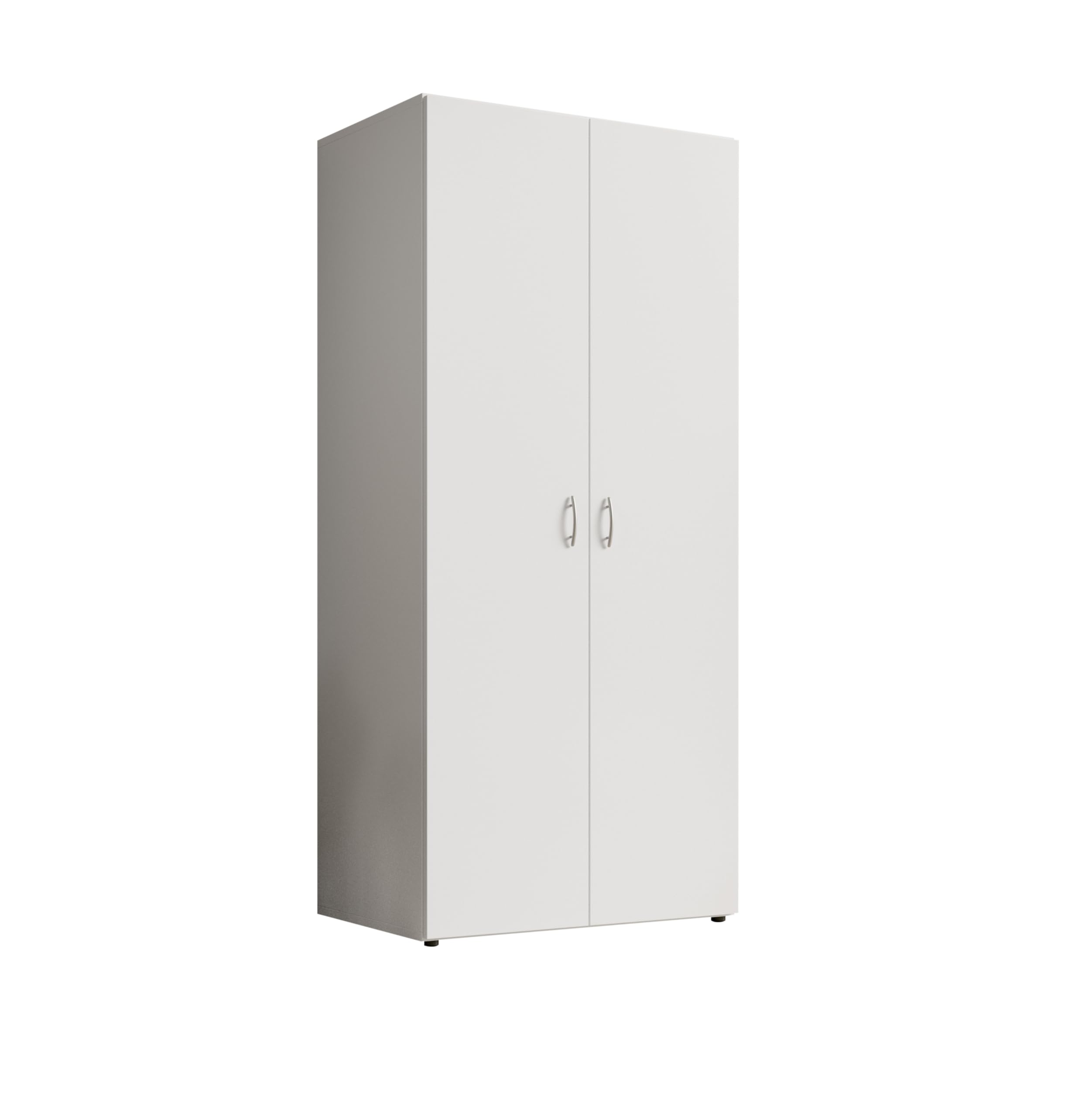 Generico Armadio Bianco a 2 Ante, Guardaroba con Appendiabiti e Ripiano, L.80 P.52 H.177 cm