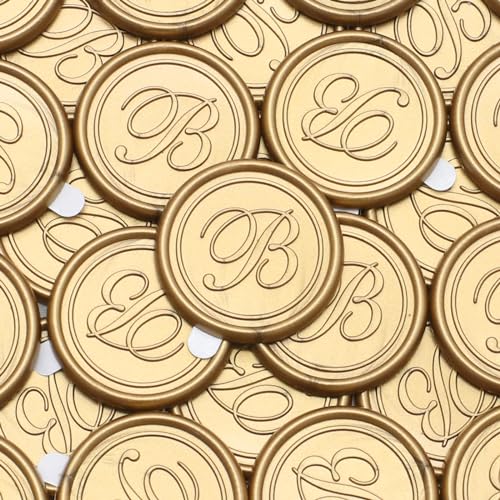 Autocollants de cire à cacheter dorés avec lettre B pour faire-part et invitations