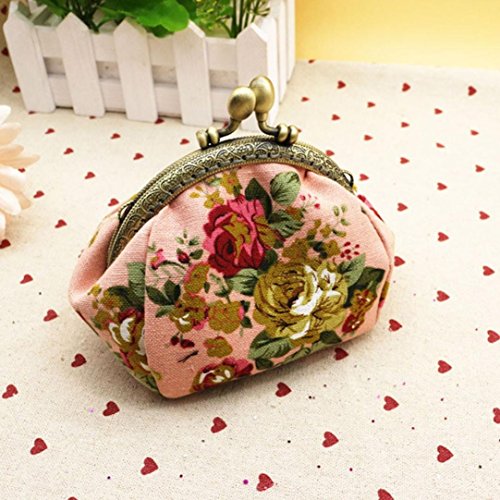 Wallet,toraway Lady Vintage Flower Mini Coin Purse Wallet Clutch bag (Pink)2