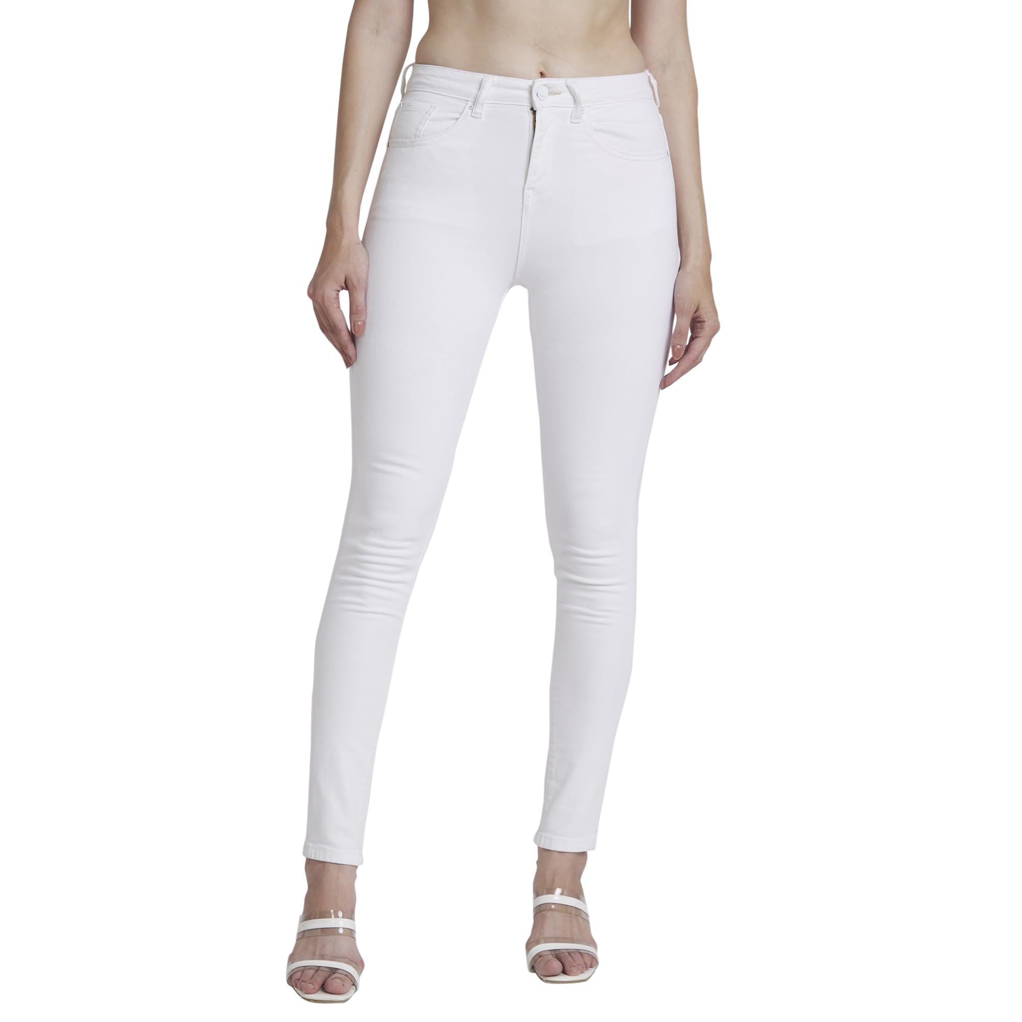 High Rise Skinny Fit White Jeans for Women-image-31