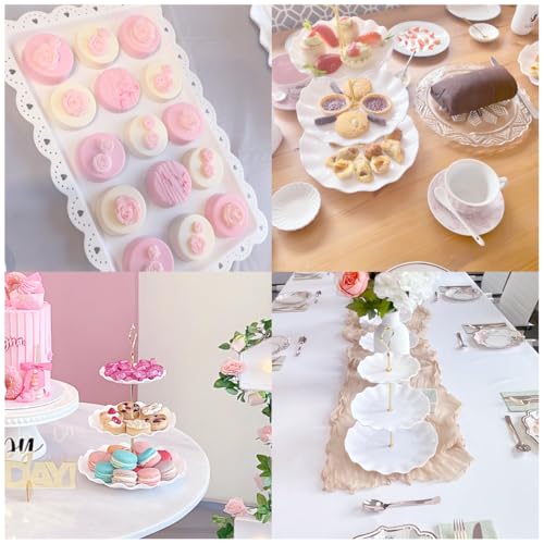 12 Pcs Cupcake Stand Set - White Plastic Dessert Table Display Set, 4 x Cupcake Stands Cookie Tray Rack Serving Tower, 4x Acrylic Donut Stands, 4x Dessert Trays for Wedding Baby Shower Tea Party - Image 8