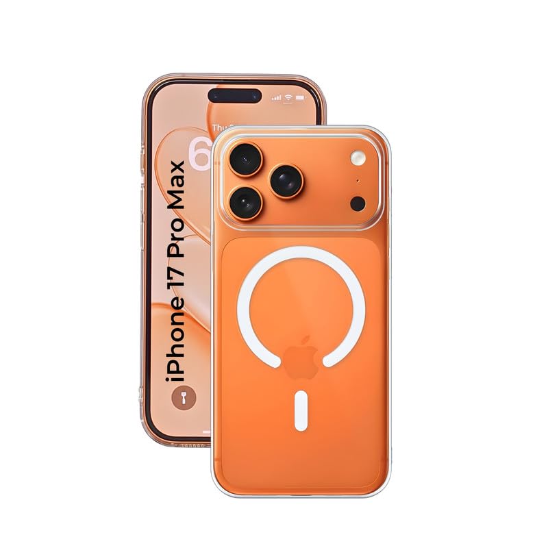 Image of Anti Yellow Clear Magnet Case for iPhone 17 Pro Max, Premium Polycarbonate, Ultra Strong Magnets, 360 Drop Protection, Raised Camera Protection, MagSafe Compatible