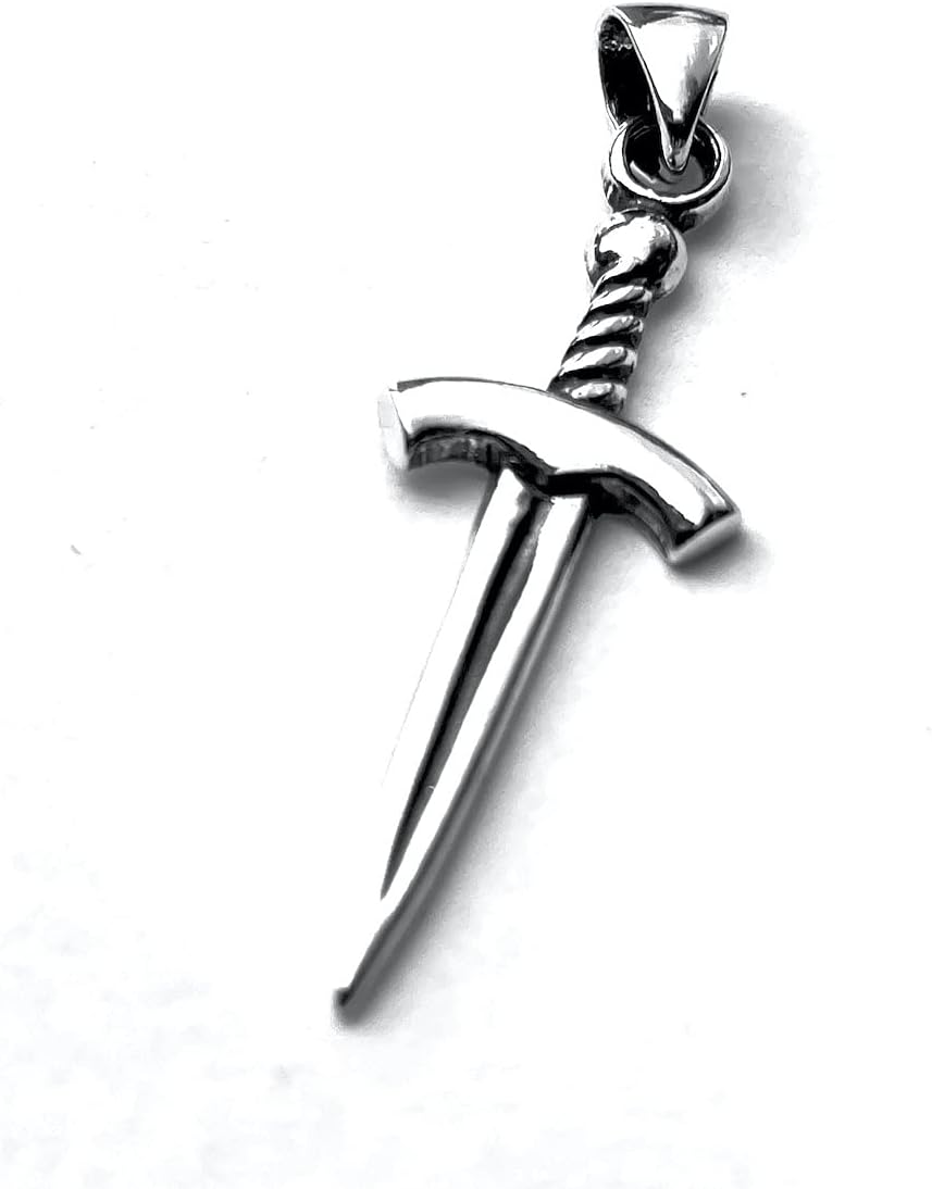Sword Pendant Sterling Silver 925 Dagger Necklace Charm Minimalistic Unisex Handmade Jewelry - Image 5