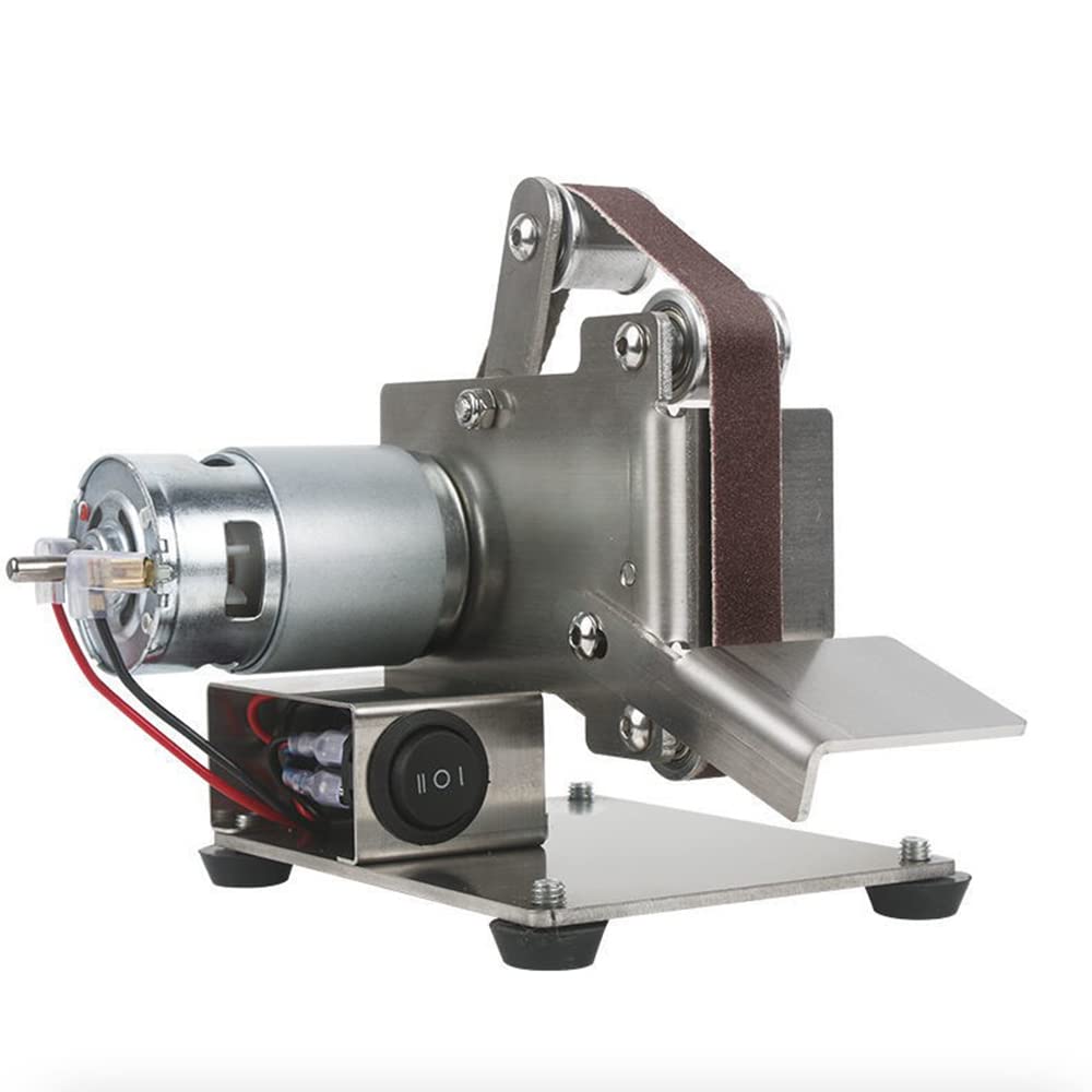 Lijadora de Banda Pulidora Rectificadora DIY Mini lijadora de Banda Amoladora Multifuncional Cuchillo Afilador de Bordes Apex con Llaves Cinturón de Arena, 120w