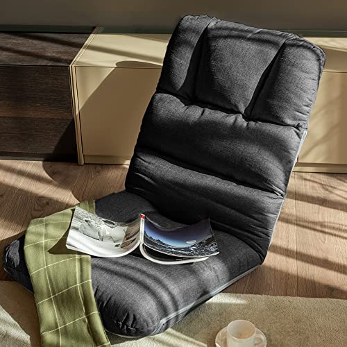 WAYTRIM 5 Position Indoor Adjustable Floor Chair, Padded Teens Adults Gaming Sofa Chair with Backrest, Perfect for Living Room, Bedroom - Dark Grey