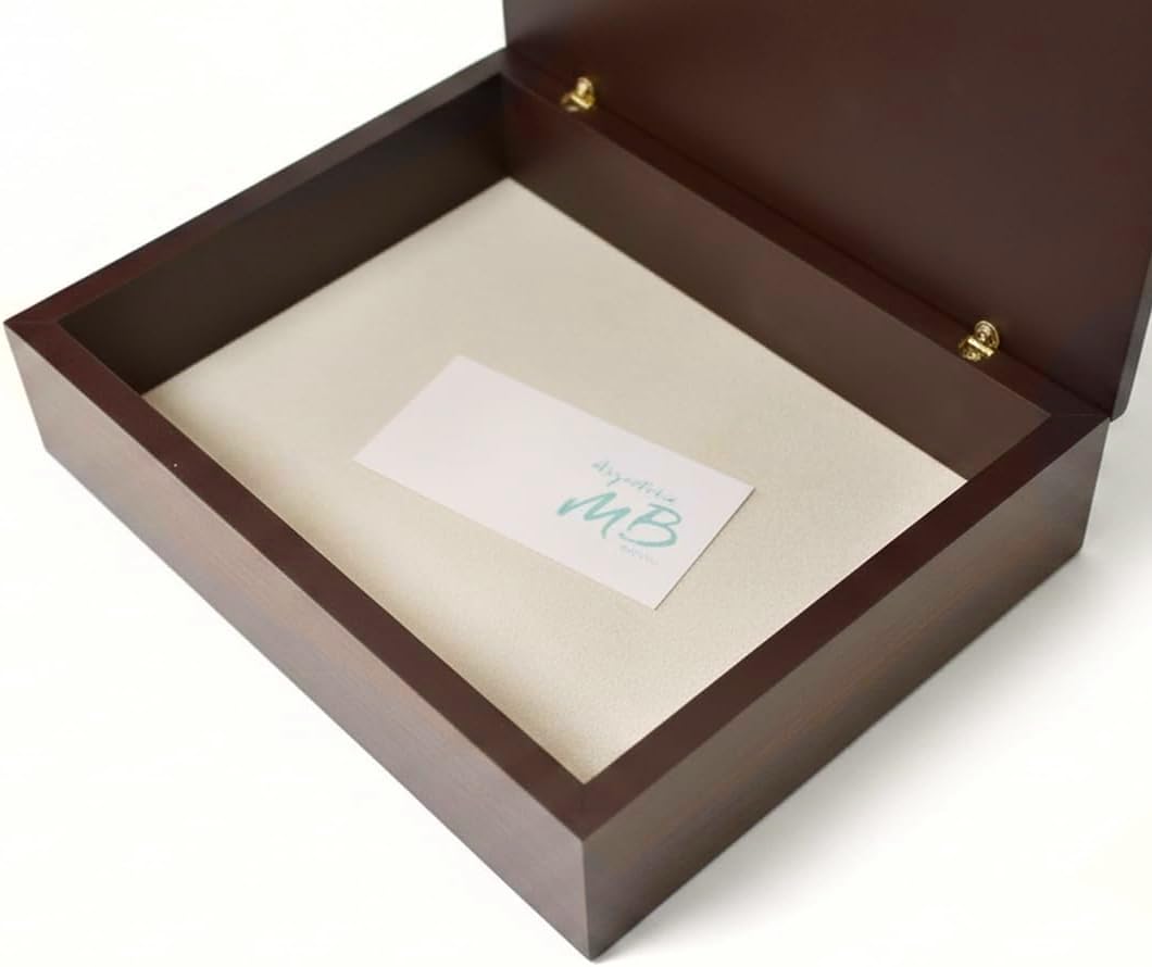 Argenteria MB Cofanetto Portagioie per Il Matrimonio o per Un Anniversario di Nozze, Realizzato in Legno con Targa in Argento PVD Personalizzabile con i Nomi, La Data dell'Anniversario o Una Dedica