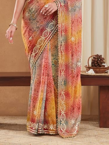 Image of Women's Banarasi Silk With Jacquard Print Saree With Blouse
