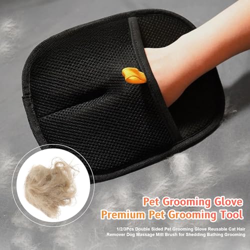 Image of Cat Grooming Gloves, Pet Hair Removal Glove for Cats & Dogs, 2025 New Upgrade Efficient Grooming Gloves for Pet Hair, Reusable Pet Hair Glove