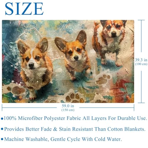 Couverture douce Three Corgis plaid confortable nid de chaleur - 6