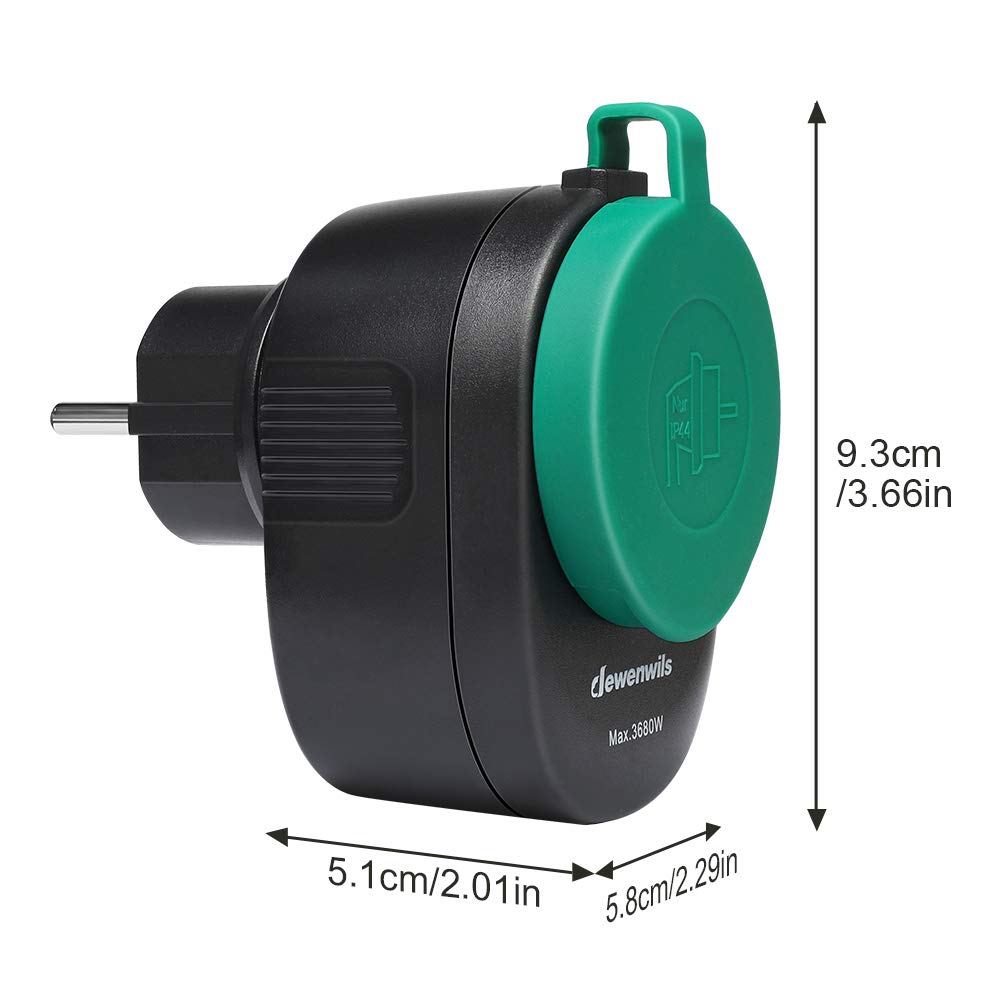 DEWENWILS Prise Wi-Fi d'extérieur IP44, aucun hub nécessaire, 3680 W | Prise intelligente sans fil compatible avec Alexa, Google Home et IFTTT, étanche IP44, idéale pour l'extérieur
