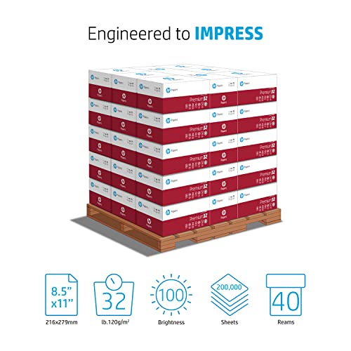 Image of HP Printer Paper | 8.5 x 11 Paper | Premium 32 lb | 40 Case Pallet - 120,000 Sheets | 100 Bright | Made in USA - FSC Certified | 113100P